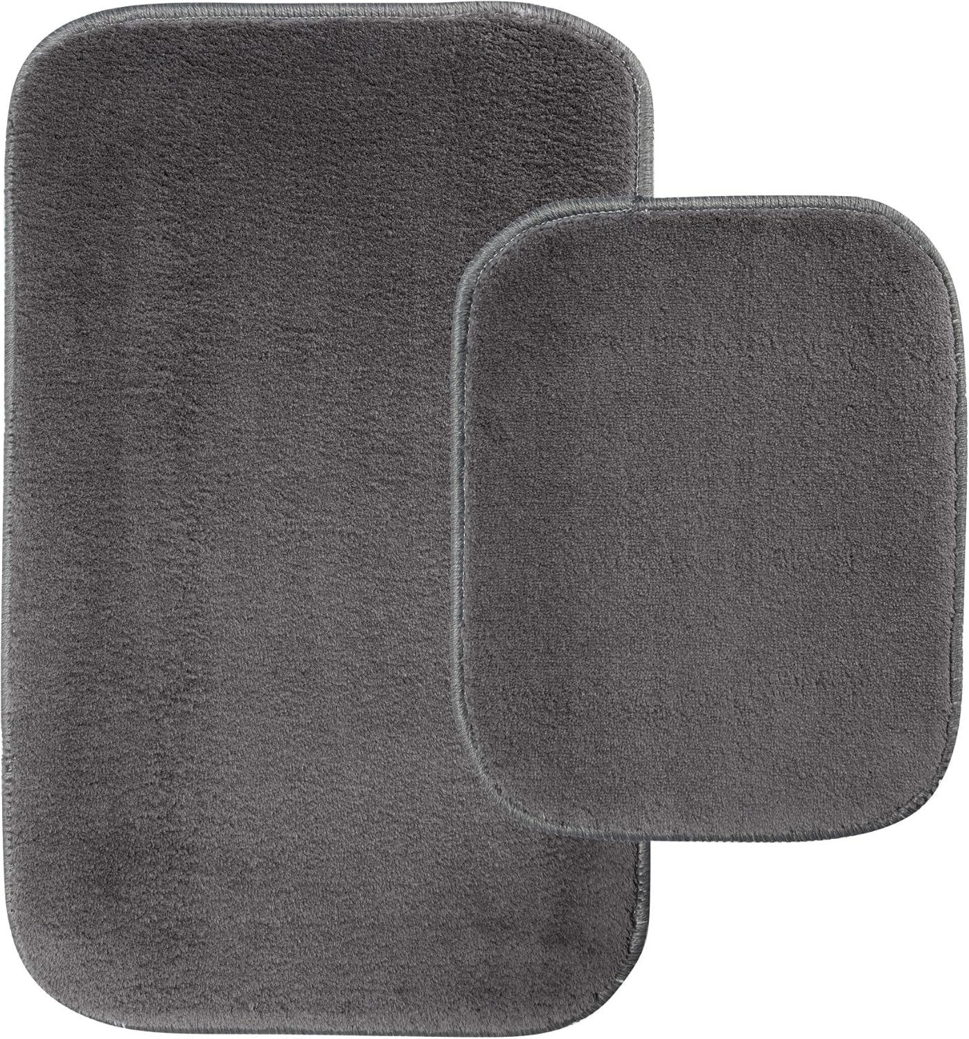 Artwelt Badezimmerteppich Set 2 teilig rutschfest Badematte Badevorleger Duschvorleger Absorbierende Badteppich für Badezimmer 50x80 & 40x50 Anthrazit